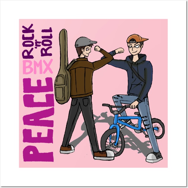 Peace, BMX, rock n roll Wall Art by 